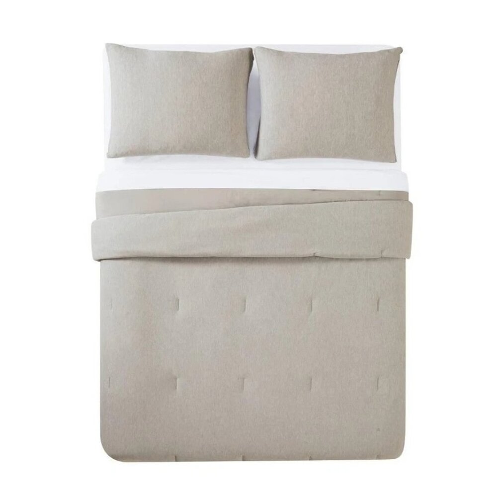 Pem America Jersey 2 Piece Twin / Twin Soft Comforter Set Tan Size XL NWB